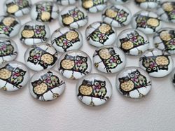 Flatbacks / cabochoner i glas Ugglor. Flatbacks uggla (10 st)