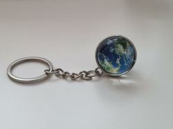 Nyckelring galax planet i rostfritt stål - Jorden