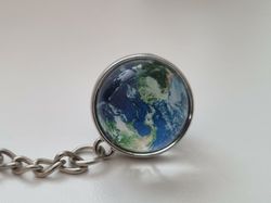 Nyckelring galax planet i rostfritt stål - Jorden