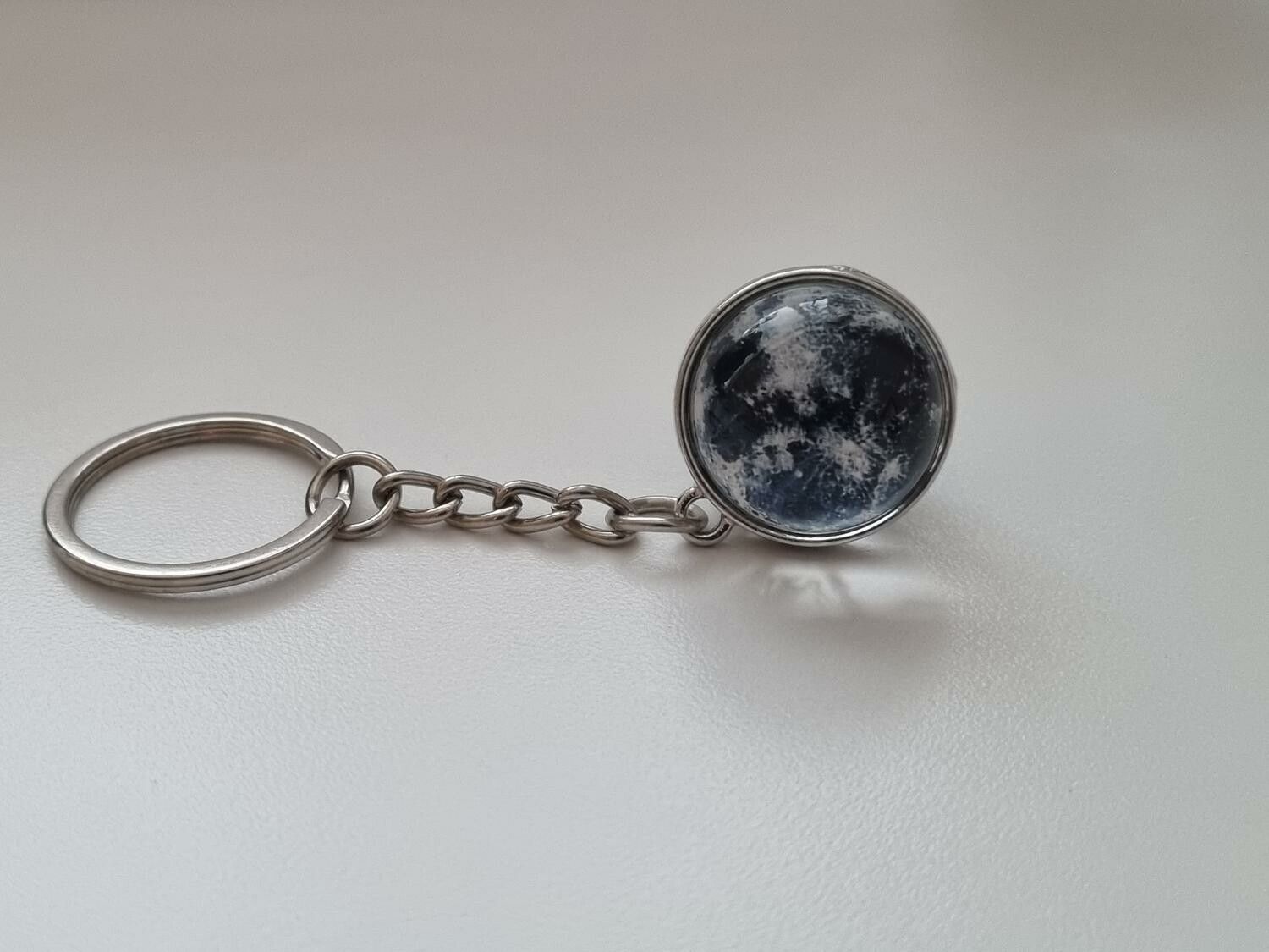 Nyckelring galax planet i rostfritt stål - Månen