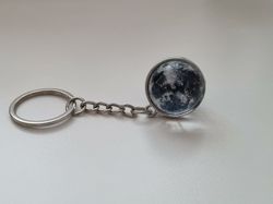 Nyckelring galax planet i rostfritt stål - Månen