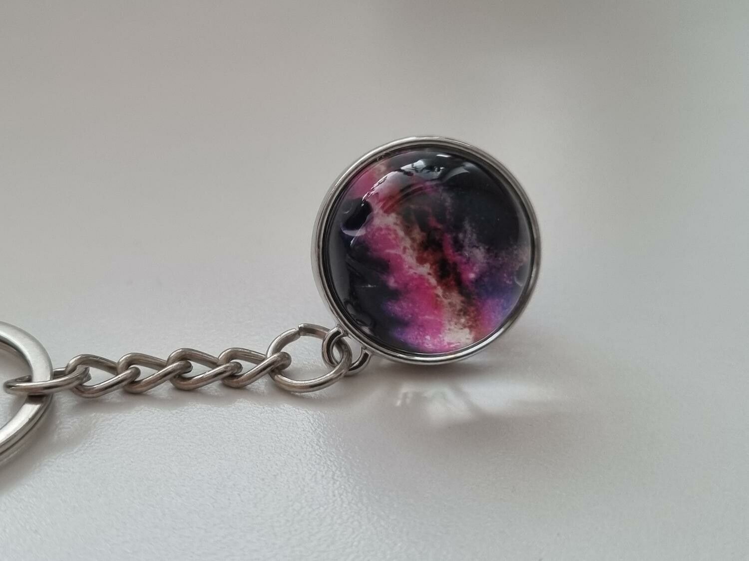 Nyckelring galax planet i rostfritt stål - Mix 1