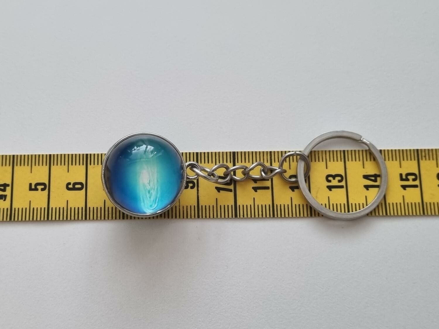 Nyckelring galax planet i rostfritt stål - Blå