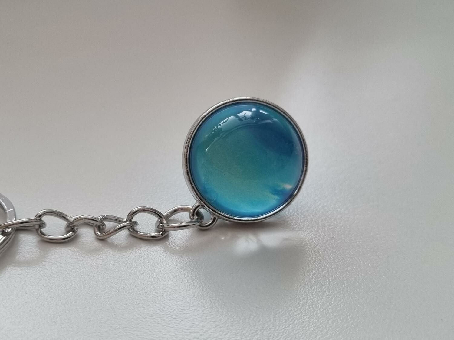 Nyckelring galax planet i rostfritt stål - Neptunus