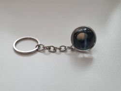 Nyckelring galax planet i rostfritt stål - Saturnus