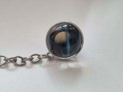 Nyckelring galax planet i rostfritt stål - Saturnus