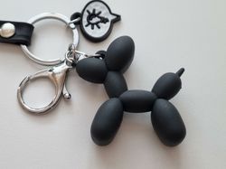 Nyckelring Ballonghund, hund ballong i silikon - Svart