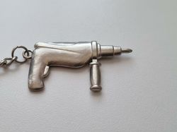 Nyckelring Borr hänge miniatyr i rostfritt stål