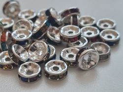 25 st strassrondeller, pärlor med strass (8 mm)