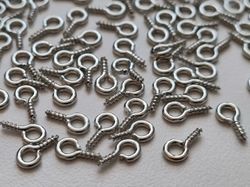 50 st silverfärgade skruvöglor, öglor för smyckestillverkning