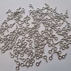 50 st silverfärgade skruvöglor, öglor för smyckestillverkning