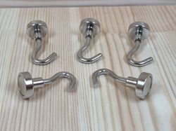 5 st Krokar, Neodymium magneter, magnetisk krok (ca 1,5 kg lyftkraft)