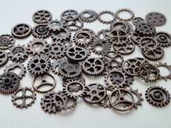 50 st kugghjul i steampunk, kuggar, gears minikugghjul (kopparfärgade)