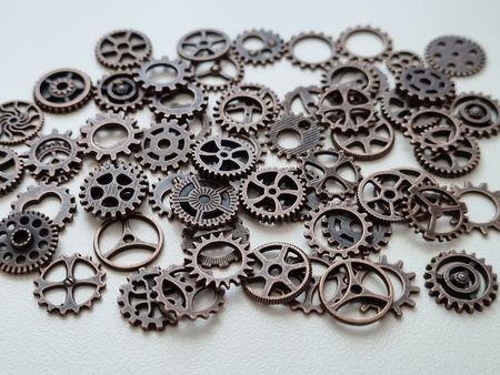 50 st kugghjul i steampunk, kuggar, gears minikugghjul (kopparfärgade)
