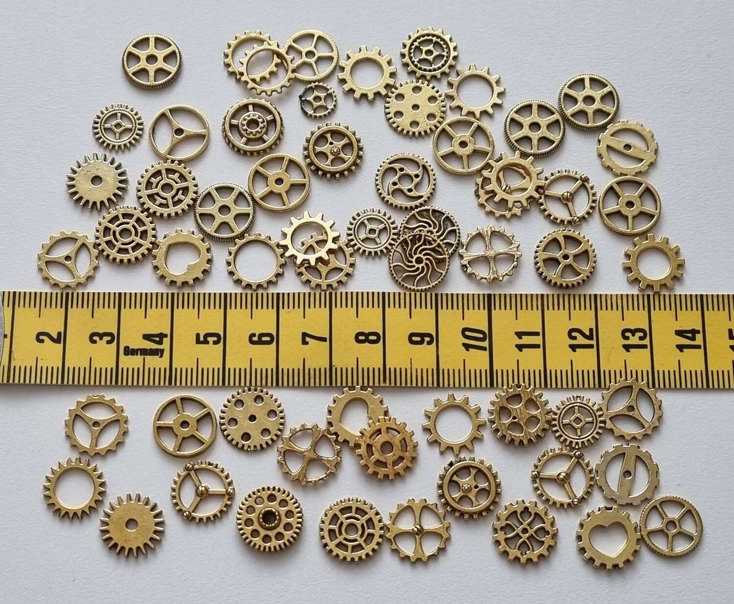 50 st kugghjul i steampunk, kuggar, gears minikugghjul (antikguldfärgade)