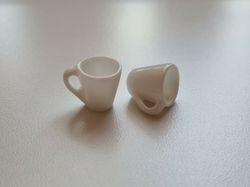 2 st Muggar Koppar - miniatyr till dockskåp dockhus (vita)