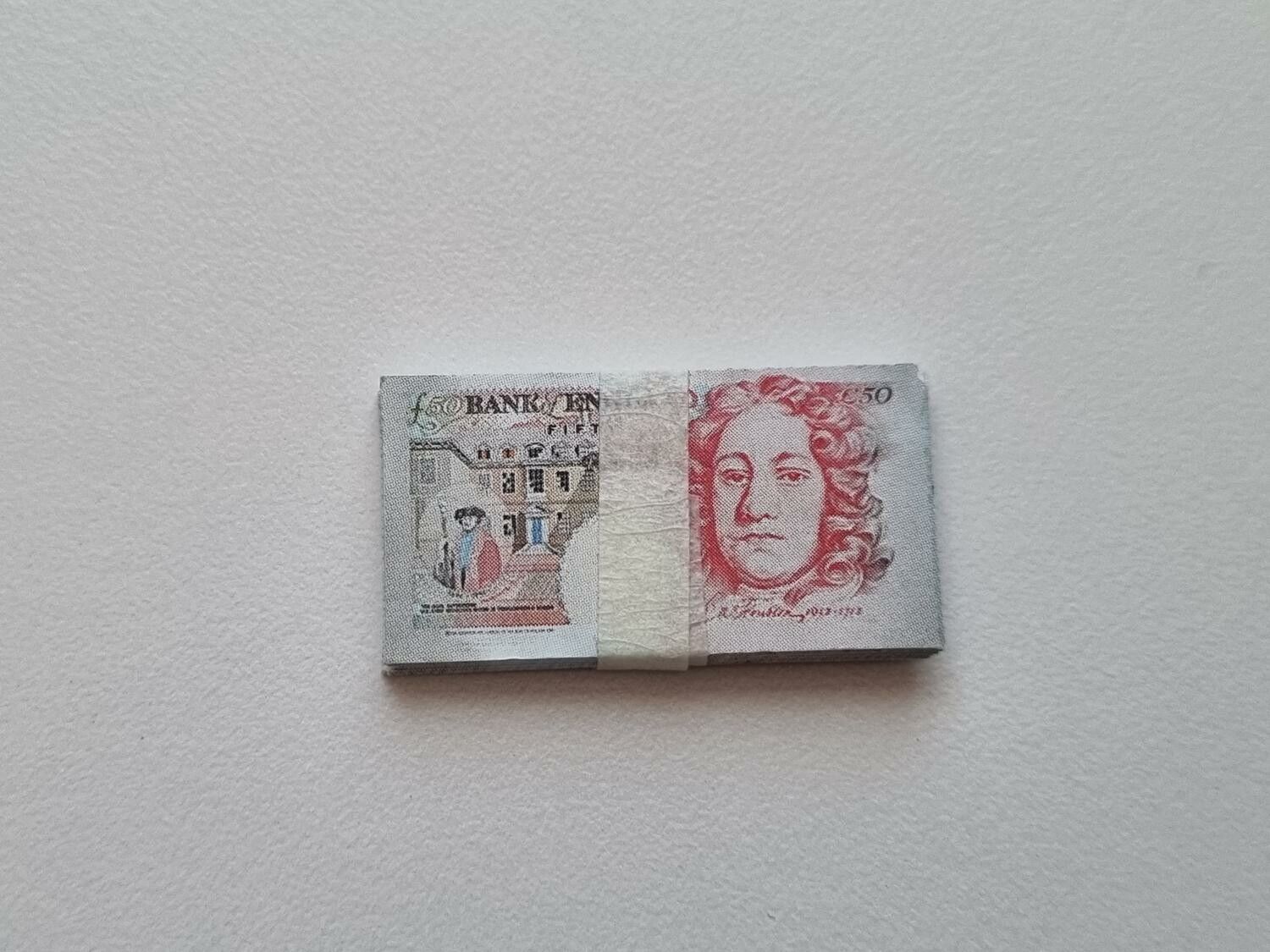 20 st miniatyrer - Sedlar Leksakspengar, Låtsaspengar - 50 pund
