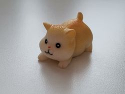 Handmålad hamster / marsvin, figur miniatyr (vit/cremefärgad)