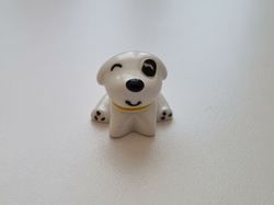 1 st glad liten hund, figur miniatyr (vit)