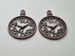 Berlock klockor i steampunk, kopparfärgad klockberlocker