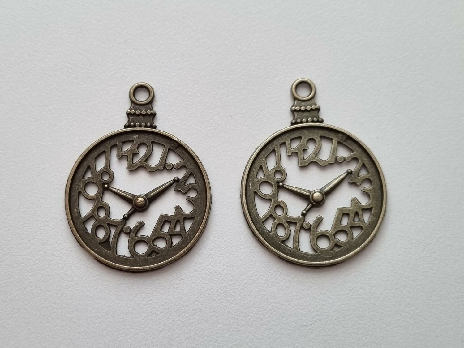 Berlock klockor i steampunk, bronsfärgade klockberlocker