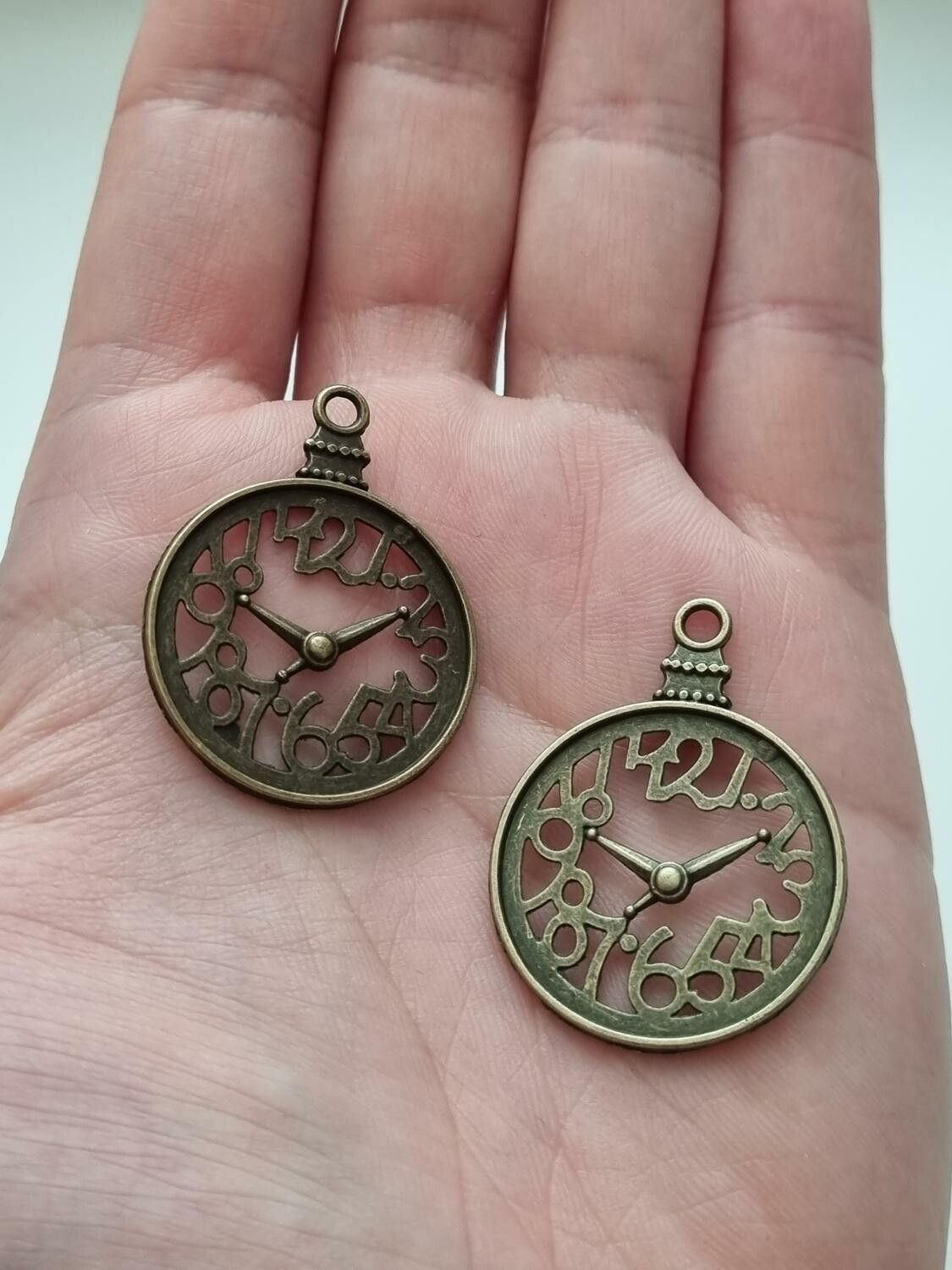 Berlock klockor i steampunk, bronsfärgade klockberlocker