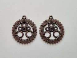 2 st Klockberlock i steampunk, kopparfärgat hänge klocka