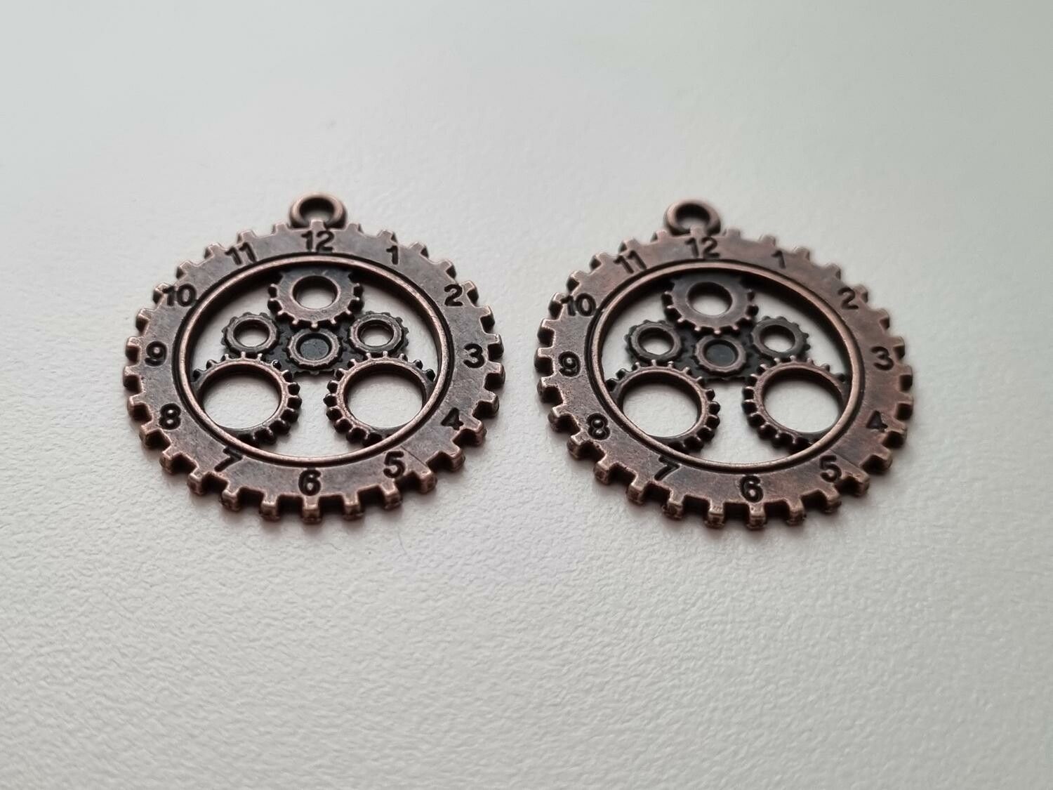 2 st Klockberlock i steampunk, kopparfärgat hänge klocka