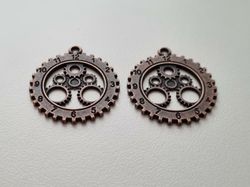 2 st Klockberlock i steampunk, kopparfärgat hänge klocka