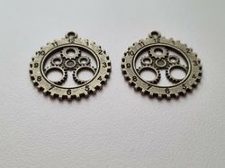 2 st Klockberlock i steampunk, bronsfärgad charm klocka