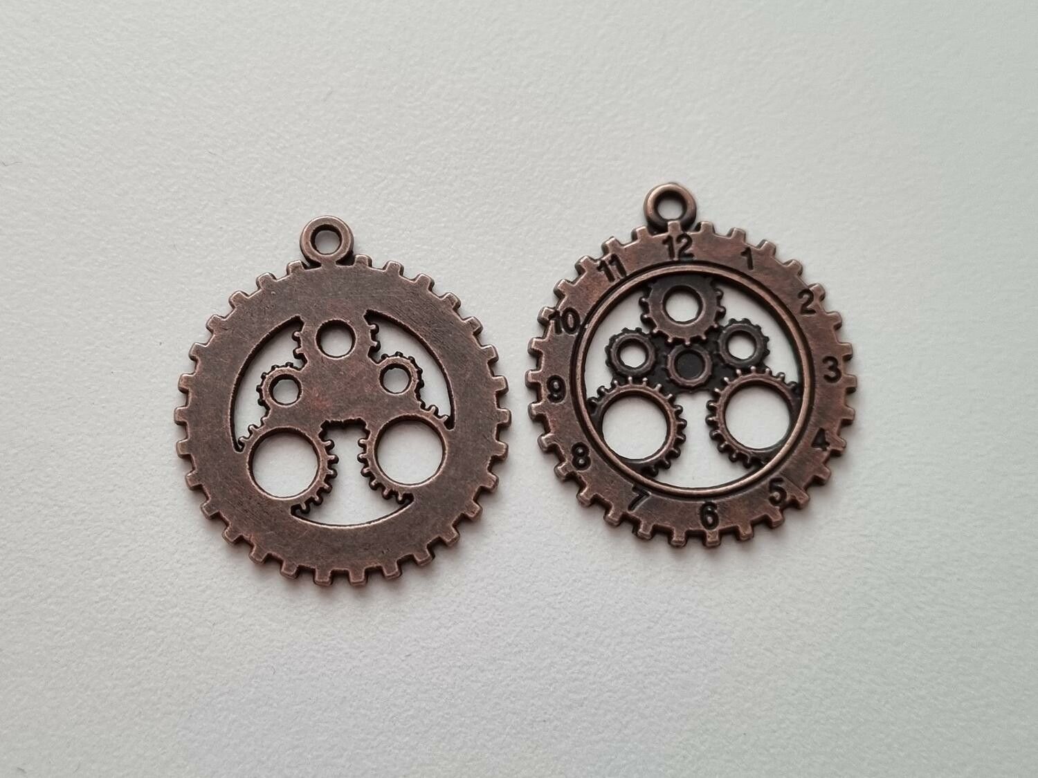 2 st Klockberlock i steampunk, kopparfärgat hänge klocka