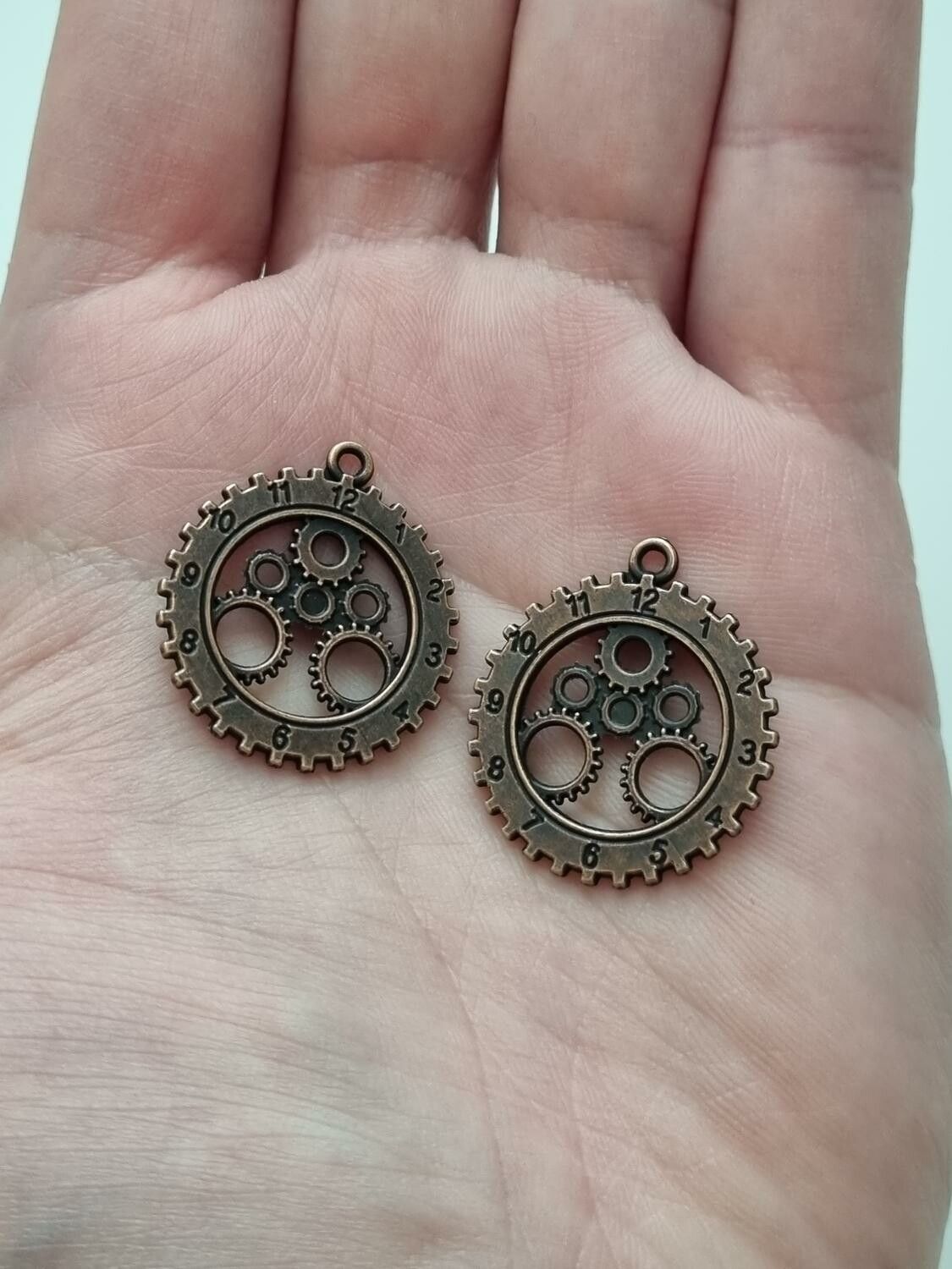 2 st Klockberlock i steampunk, kopparfärgat hänge klocka