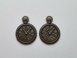 2 st Klockberlock i steampunk, bronsfärgad charm klocka