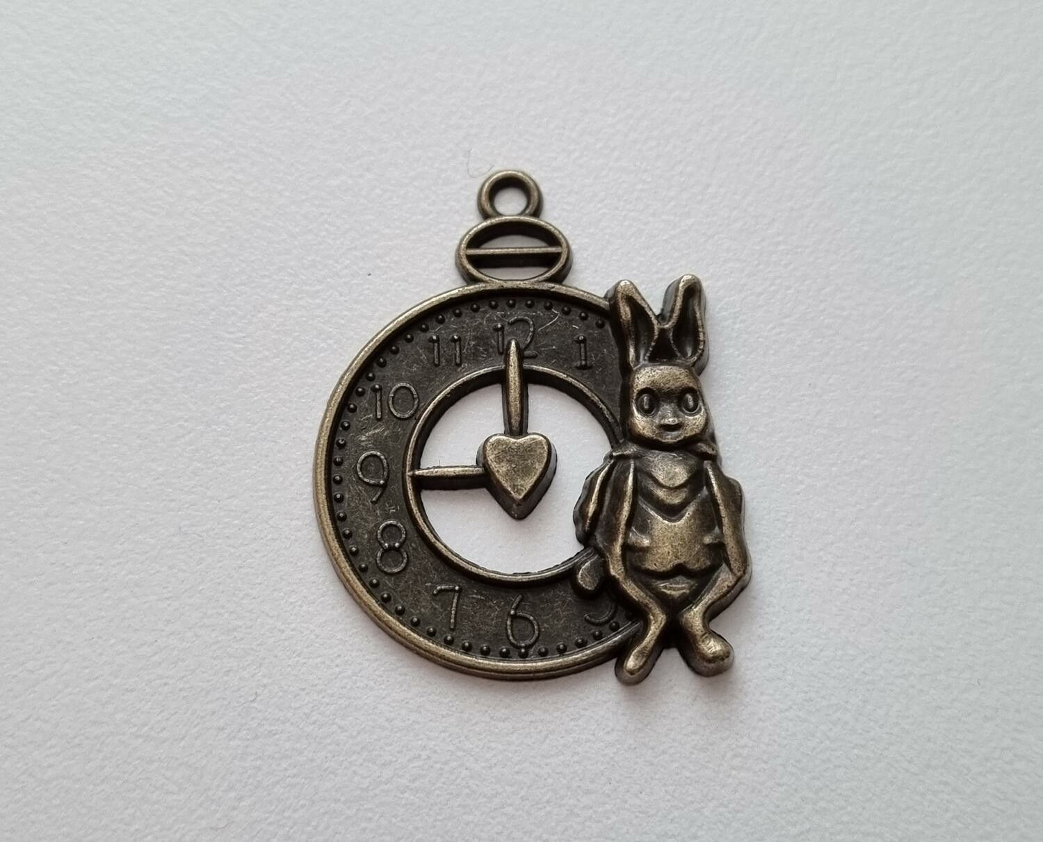 Berlock klocka i steampunk, klockberlock (bronsfärgad)