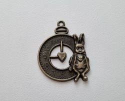 Berlock klocka i steampunk, klockberlock (bronsfärgad)