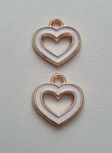 2 st berlocker charms - Hjärtan (vita)