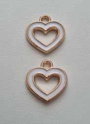 2 st berlocker charms - Hjärtan (vita)