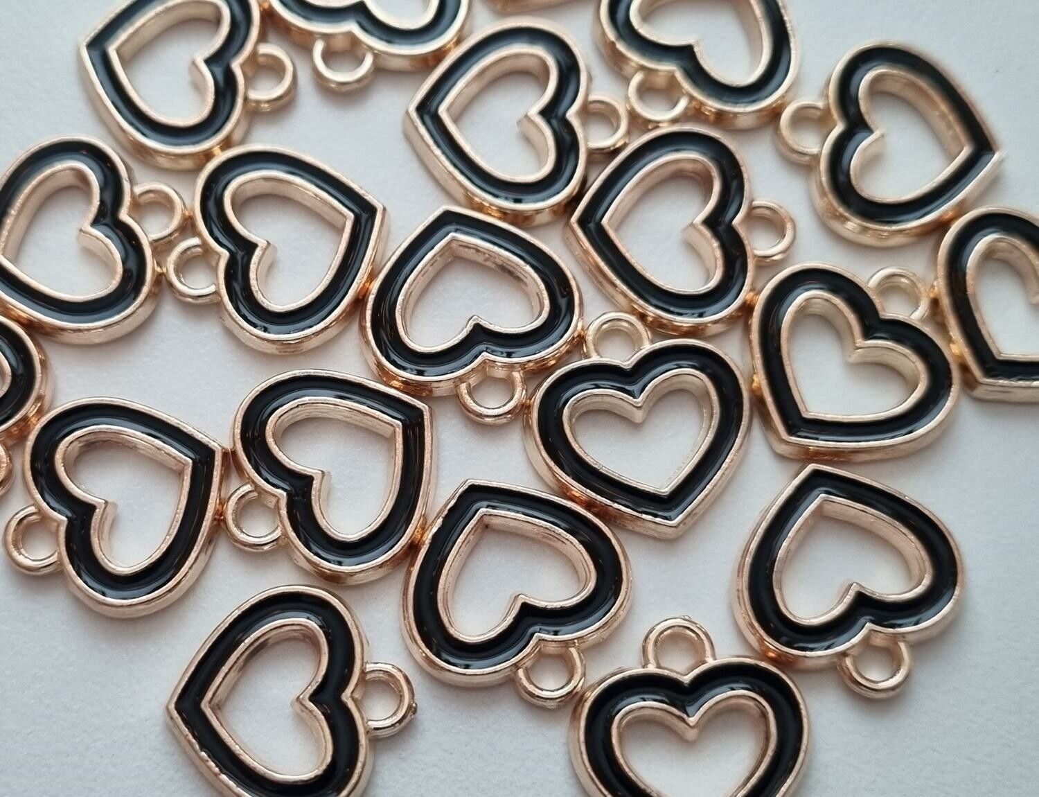 2 st berlocker charms - Hjärtan (svarta)