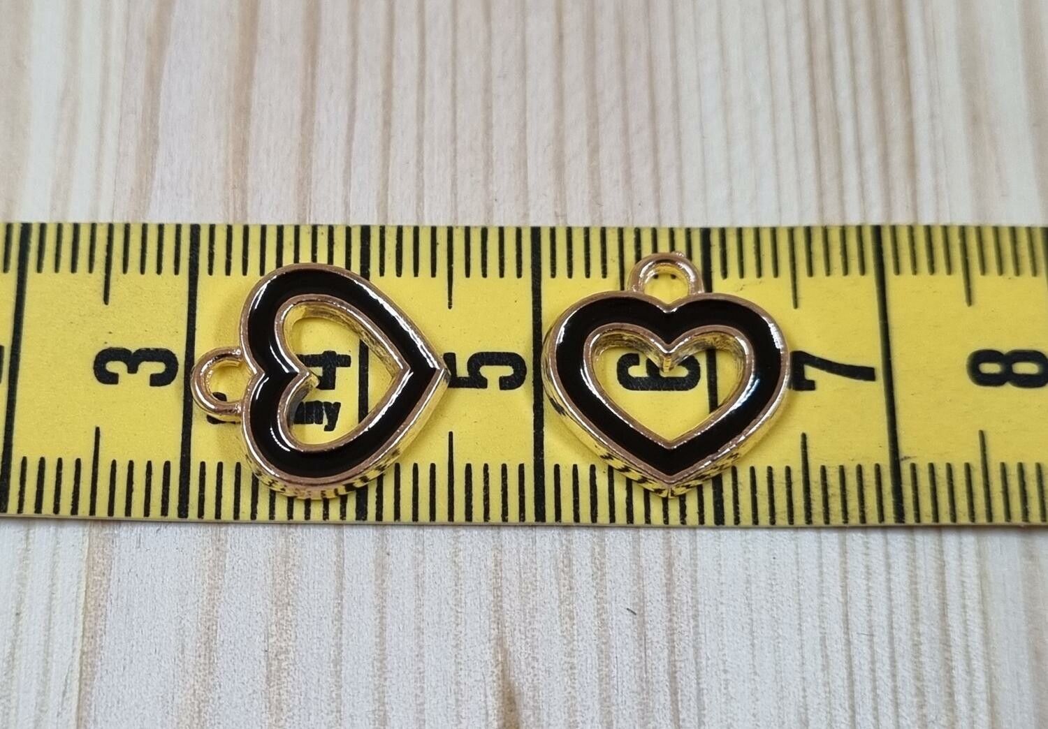 2 st berlocker charms - Hjärtan (svarta)