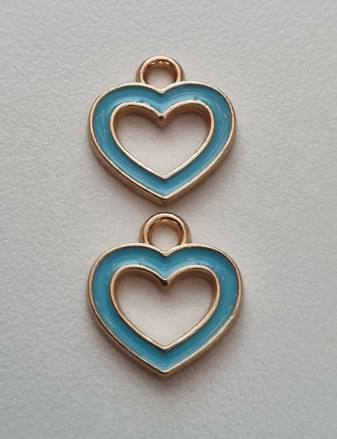 2 st berlocker charms - Hjärtan (blå)
