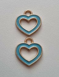 2 st berlocker charms - Hjärtan (blå)