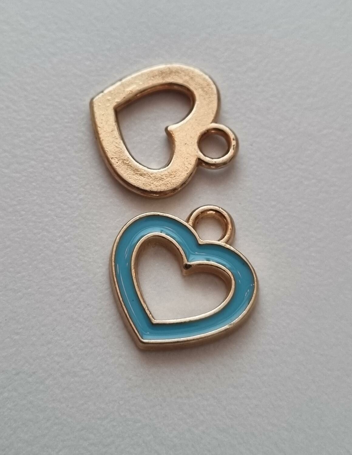 2 st berlocker charms - Hjärtan (blå)