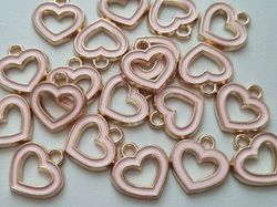 2 st berlocker, charms - Hjärtan (rosa)