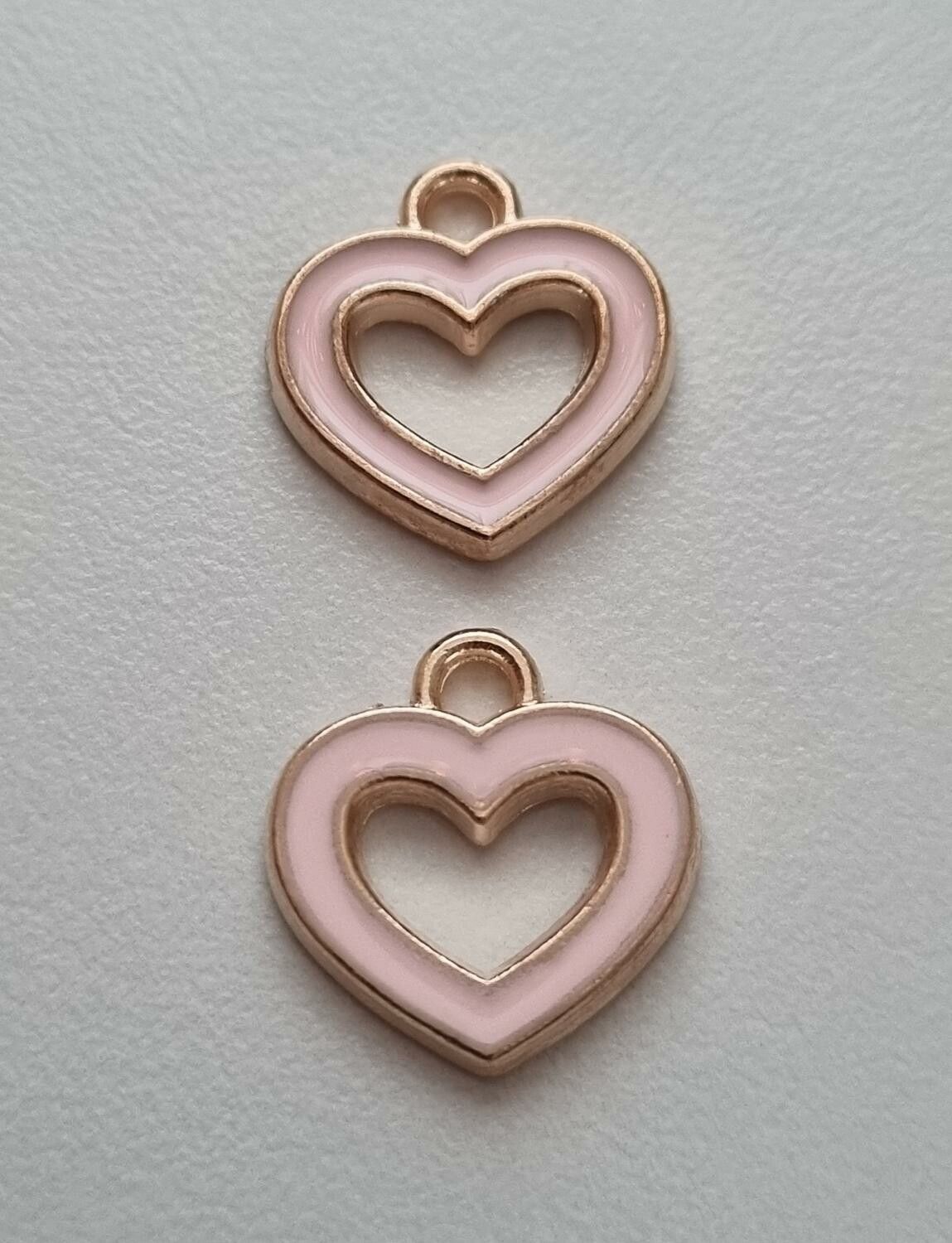 2 st berlocker, charms - Hjärtan (rosa)