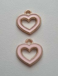 2 st berlocker, charms - Hjärtan (rosa)