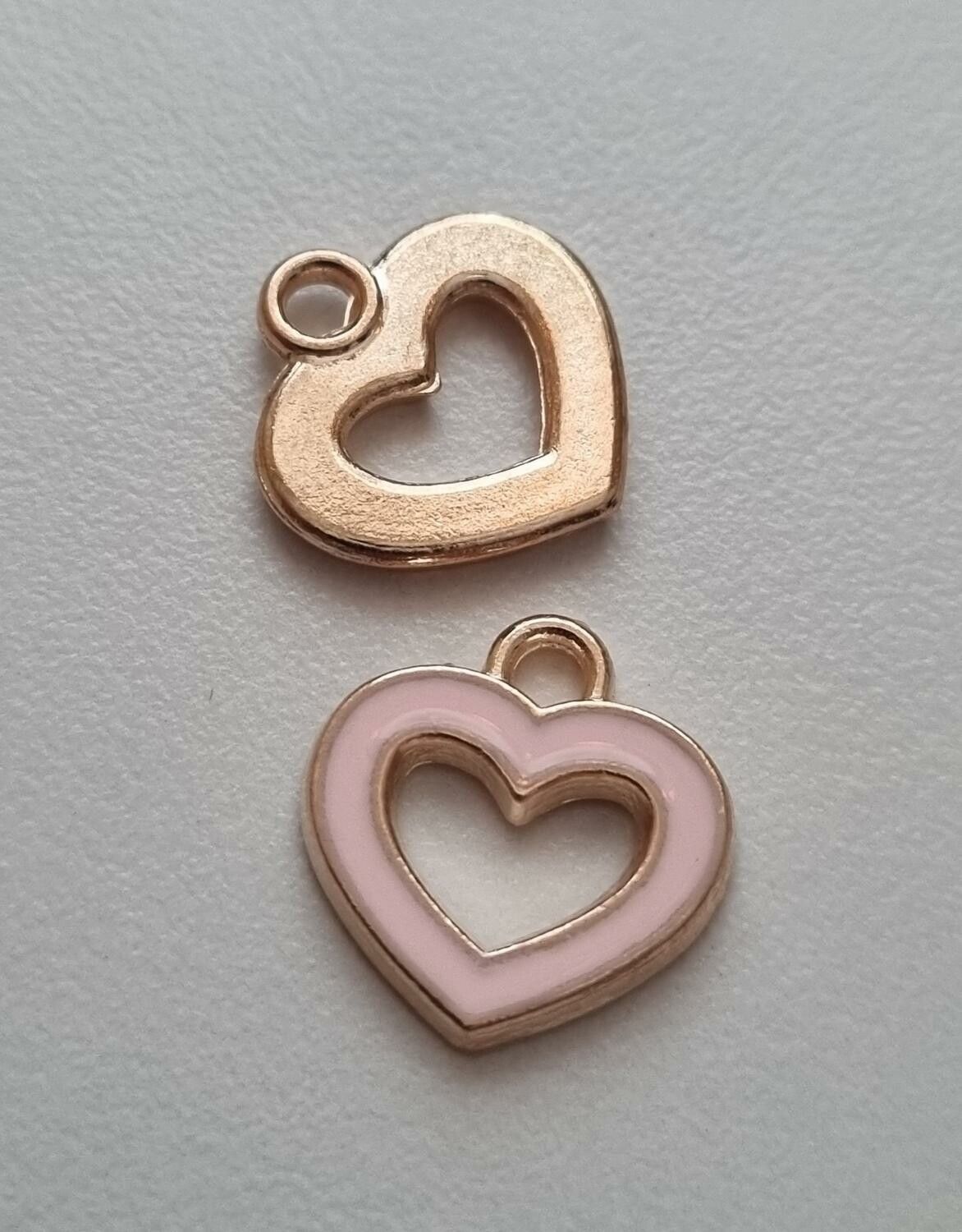 2 st berlocker, charms - Hjärtan (rosa)
