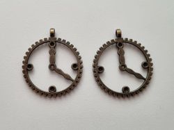 Klockberlock i steampunk, bronsfärgad charm klocka