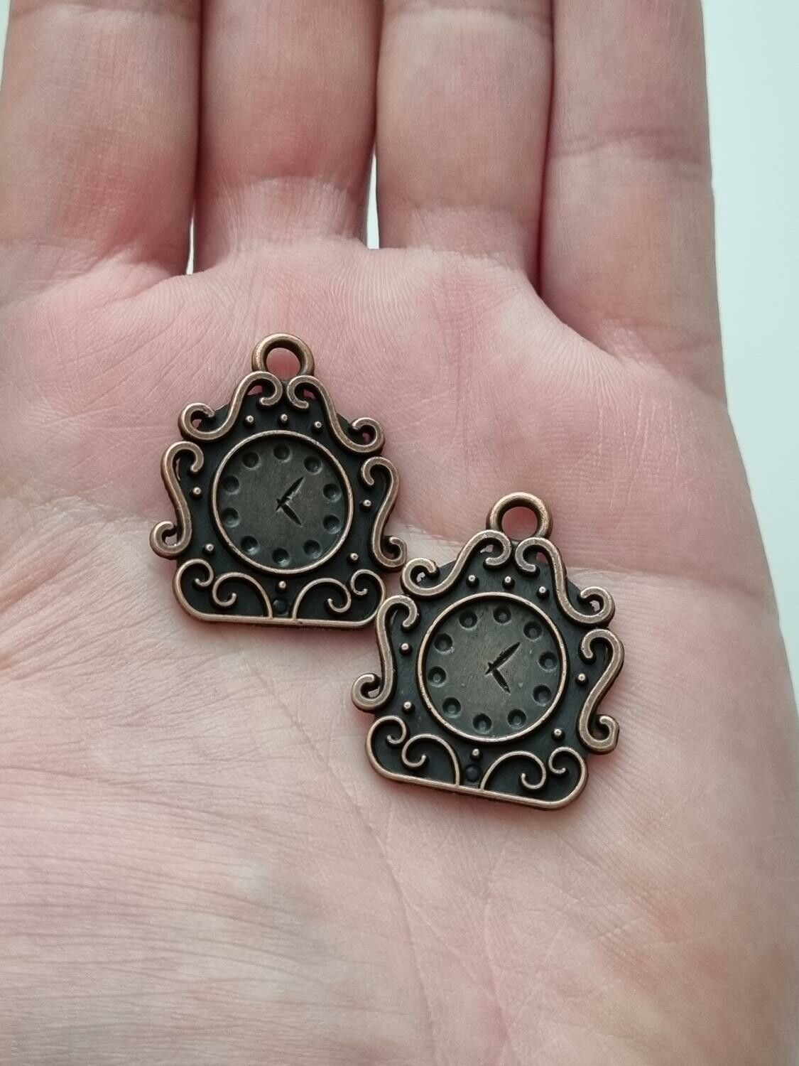 Berlock klockor i steampunk, kopparfärgade klockberlocker