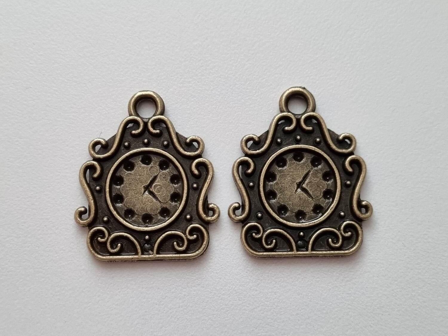 Berlock klockor i steampunk, bronsfärgade klockberlocker