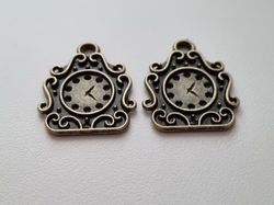 Berlock klockor i steampunk, bronsfärgade klockberlocker